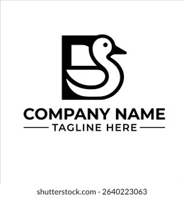 Minimalist Cute Duck Silhouette Logo – Nature and Kids Branding Vector