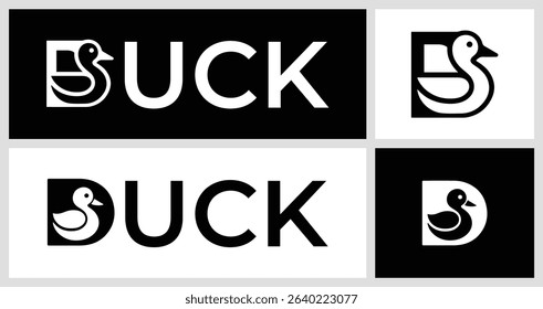 Minimalist Cute Duck Silhouette Logo – Nature and Kids Branding Vector