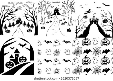Minimalist Cute Halloween Icons In Black