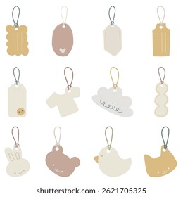 Minimalist Cute Handdrawn Paper Tag Label Keychain Flat Decorate