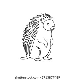 Desenho de linha de ouriço bonito minimalista. Ilustração de arte de linha