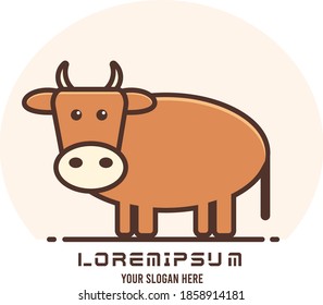 Minimalist cute Logo Cow with vintage pallette