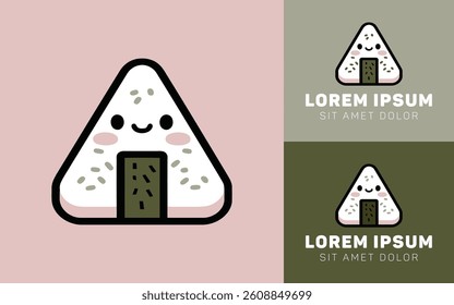 Minimalist Cute Onigiri Logo Japanese Food Icon