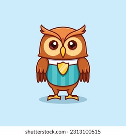 minimalist cute owl animal wearing soccer shirt cartoon flat icon vector Illustration design. simple modern owl isolated flat cartoon style