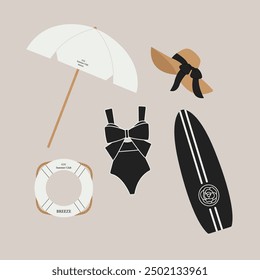 Minimalist Cute Summer Ornament Black And White