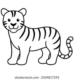 Minimalist Cute Tiger Outline Art for Decor