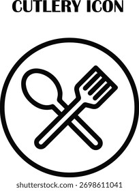 Vetor de ícone de talheres minimalista — garfo, faca e símbolo de colher para design de restaurante, comida ou cozinha