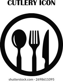 Vetor de ícone de talheres minimalista — garfo, faca e símbolo de colher para design de restaurante, comida ou cozinha