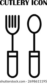 Vetor de ícone de talheres minimalista — garfo, faca e símbolo de colher para design de restaurante, comida ou cozinha