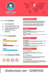 Minimalist CV  Curriculum vitae Resume Vector template v3