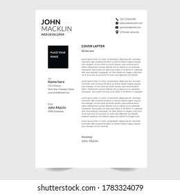 Minimalist  cv / resume cover and latter head template. Vector