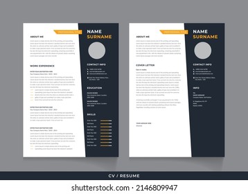 Minimalist CV  resume and cover letter - minimal design - black and white background vector - stylish minimalism