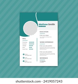 Minimalist cv resume template elegant with  color shades combination vector design