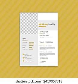 Minimalist cv resume template elegant with  color shades combination vector design