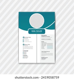 Minimalist cv resume template elegant with  color shades combination vector design