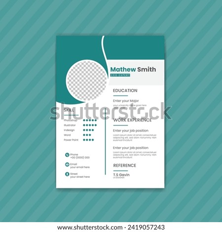 Minimalist cv resume template elegant with  color shades combination vector design