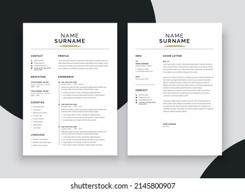 Minimalistische cv Lebenslauf-Vorlage mit nettem Typografie-Design.