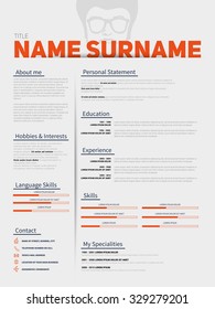 Minimalist CV, resume template with simple design, vector