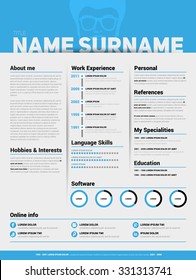 Minimalist CV, resume template with simple design, vector