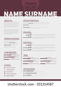 Minimalist CV, resume template with simple design, vector