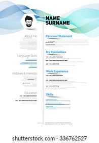 Minimalist CV, Resume Template With Simple Design, Vector