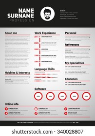 Minimalist CV, resume template with simple design, vector