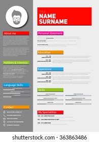 Minimalist CV, resume template with simple design, vector
