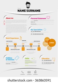 Minimalist CV, resume template with simple design, vector