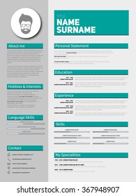 Minimalist CV, resume template with simple design, vector