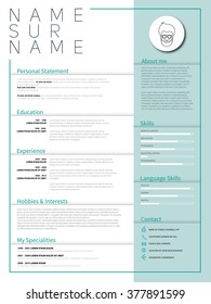 Minimalist CV, Resume Template With Simple Design, Vector