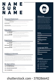 Minimalist CV, resume template with simple design, vector