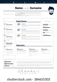 Minimalist CV, resume template with simple design, vector