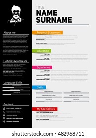 Minimalist CV, Resume template with simple design, company application CV, Curriculum vitae, business sheet, clean employer resume