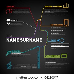 Minimalist CV, resume template with simple line hand with OK style, 