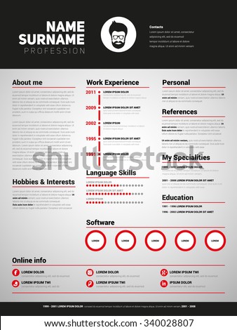 Minimalist CV, resume template with simple design, vector