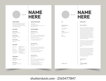 Minimalist CV Resume, vector minimalist black and white resume, vector resume