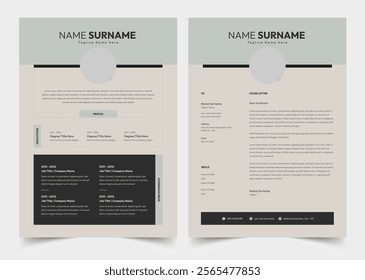 Minimalist CV Resume, vector minimalist black and white resume, vector resume