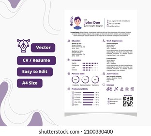 Minimalist CV-Resume Design - Easy to edit, printable on A4 size paper