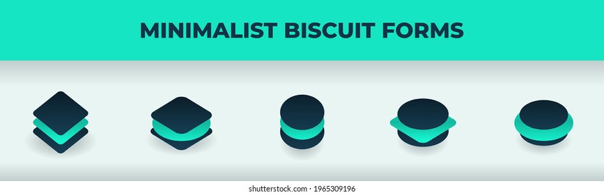 minimalist cyan biscuit variative form icon illustration vector