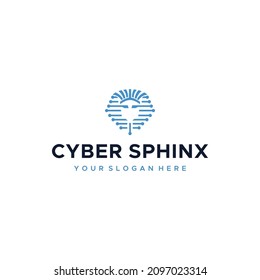 Minimalist CYBER SPHINX Monument Tech Logo Design