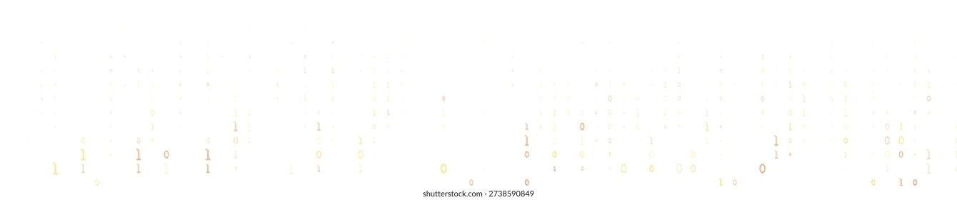 Minimalist Cybersecurity Data Stream with Golden Binary Code on White Background for Fintech