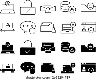 Minimalist cybersecurity icon, symbolizing data protection, firewall, antivirus, and secure network. Ideal, digital safety, and technology-themed projects.