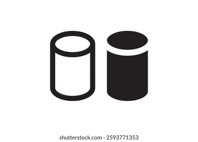 Minimalist Cylinder Icon in Outline and Solid Vector