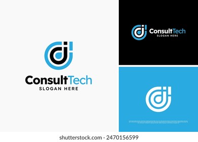 Minimalist D letter line consulting technology logo design concept, consulting data logo template, accounting company logo