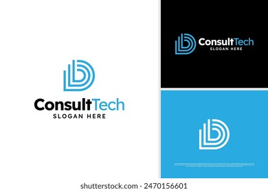 Minimalist D letter line consulting technology logo design concept, consulting data logo template, accounting company logo