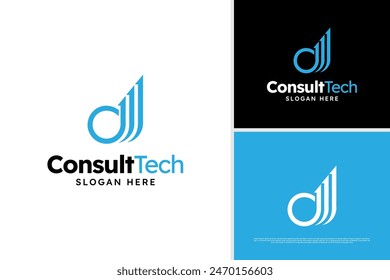 Concepto minimalista del diseño del logotipo de la tecnología de consultoría de la línea de la letra D, Plantilla del logotipo de datos de consultoría, logotipo de la compañía contable