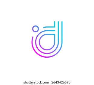 Minimalist D letter line technology logo design 