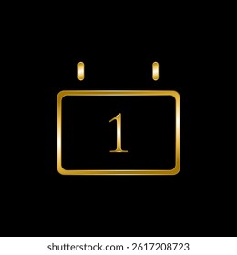 Minimalist Daily Calendar number 1 in Gold on Black background