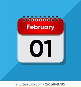 Minimalist Daily Calendar Template – February Date Icon Illustration