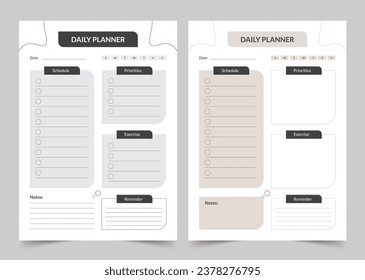 Minimalist Daily Planner, Modern Planner Template Set, Vector Planner
